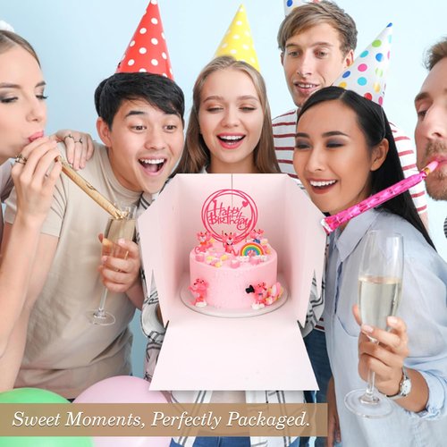 Cakebon Cake Boxes - 24-Pack 8x8x8 Inch Windowed Cake Boxes for Birthdays, Weddings & Parties
