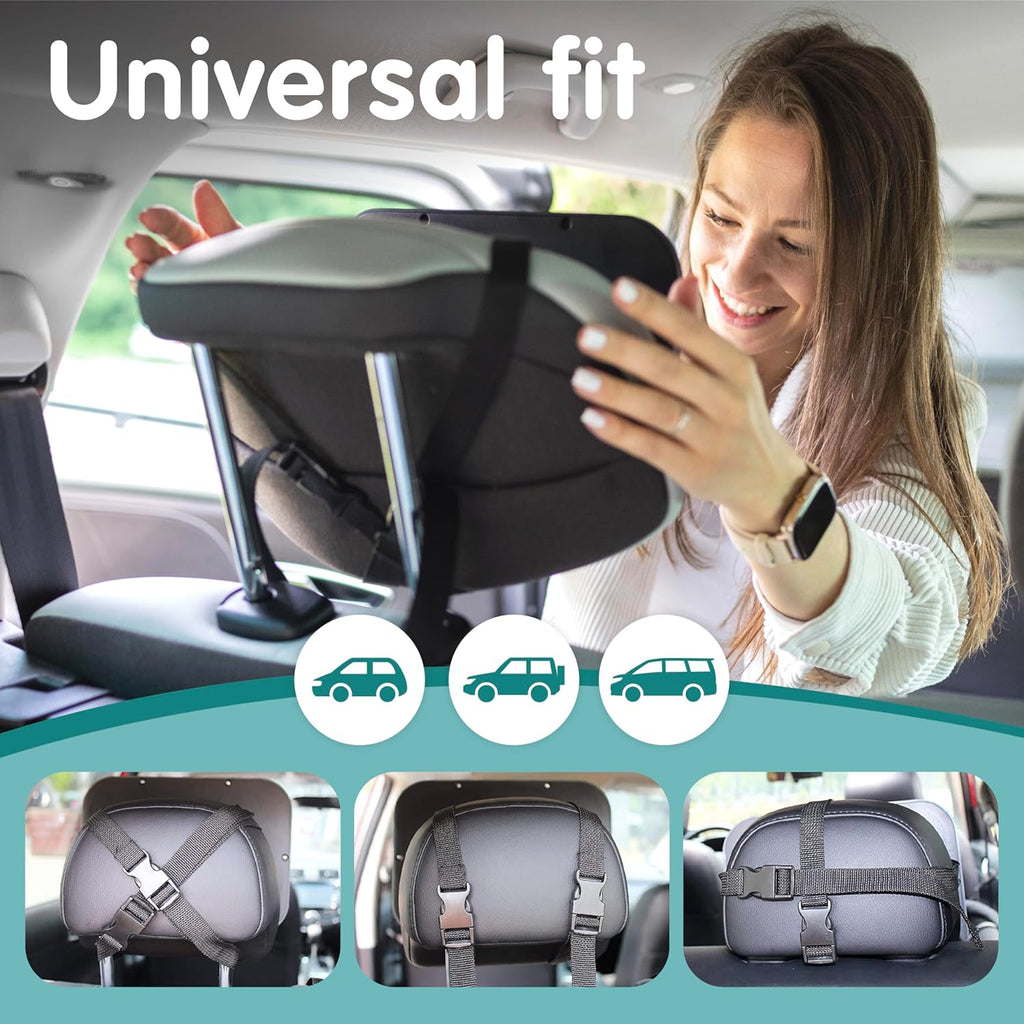 Onco Baby Car Mirror - 100% Shatterproof & Shakeproof Rear Facing Mirror with 360° Rotation | 2 Pack (9.6 x 6.9 in)
