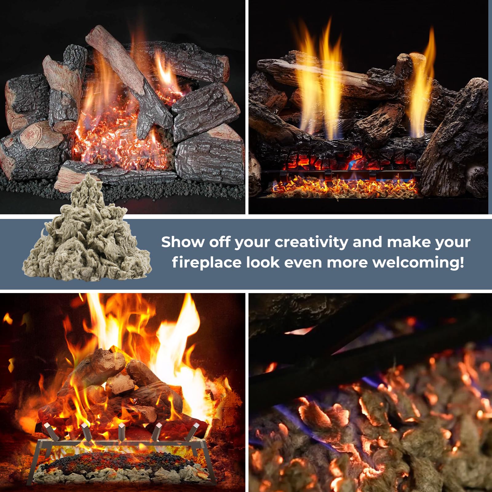 TOSRWGLL Gas Fireplace Glowing Embers,Rock Wool Embers for Indoor Gas Fireplace,Fireplace Embers for Gas Log Sets,Natural Gas,Propane,Vented,Unvented Fireplace, (6 Oz) Bag