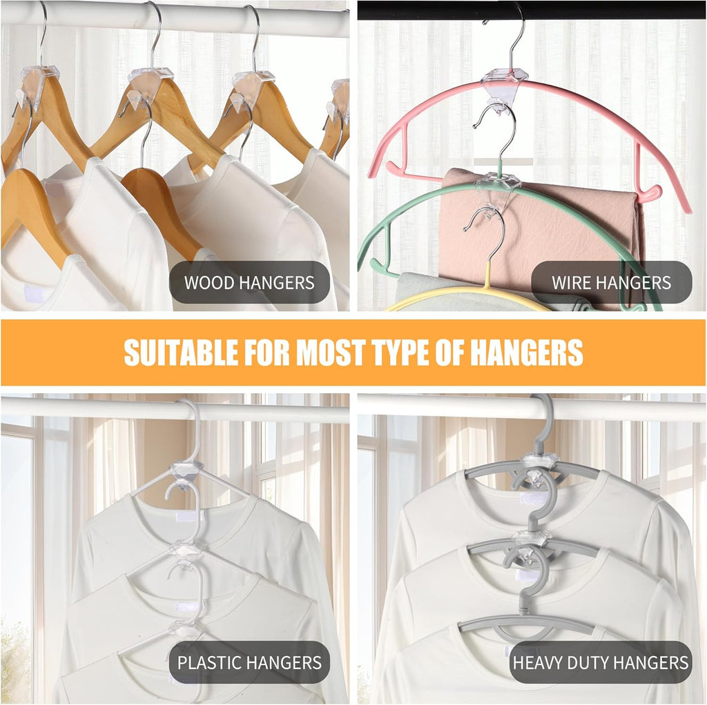 SLMT Space Saving Hanger Hooks - 30 Pack Clear Clothes Connector for Closet Organization