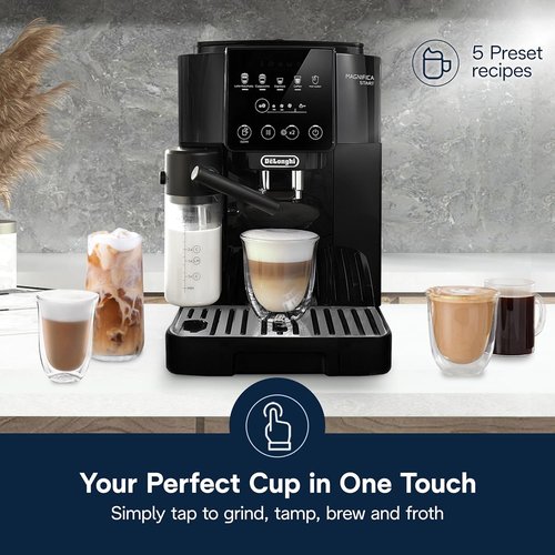 De'Longhi Magnifica Start Automatic Espresso Machine - Auto Milk Frother & Built-In Grinder | 5 One-Touch Recipes for Home Barista Coffee
