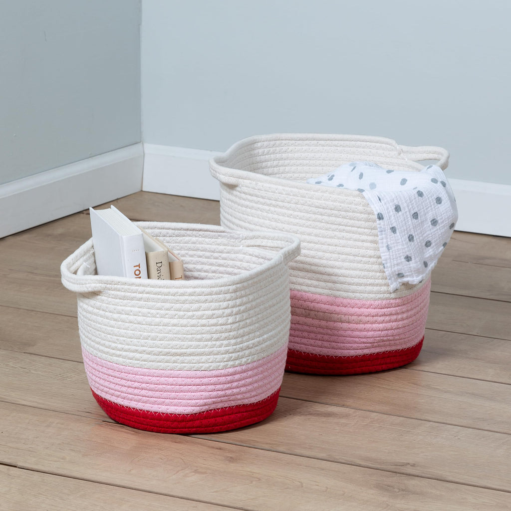 Honey-Can-Do Nesting Cotton Rope Storage Basket Set, Red Ombré STO-09319 White