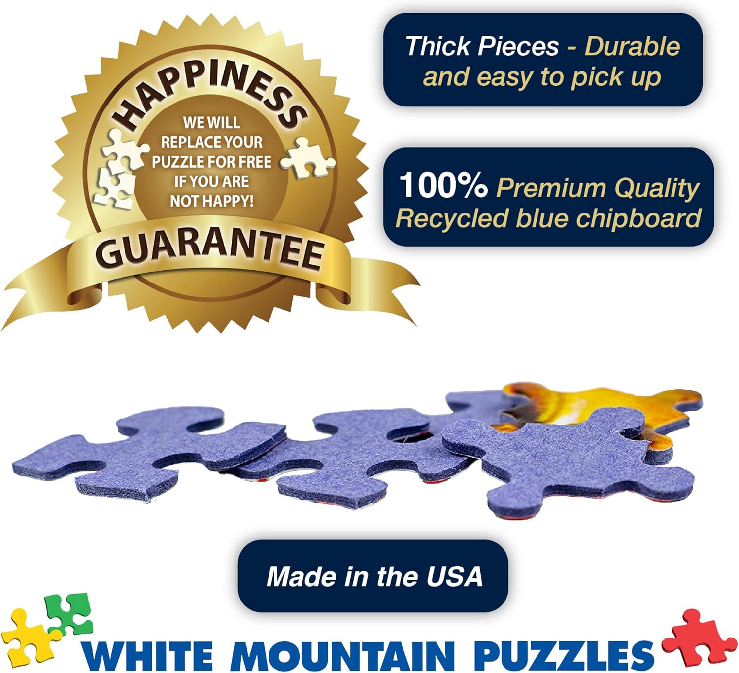 White Mountain 1000 Piece Jigsaw Puzzle - Winter Christmas Holiday Scene | Large 24"x30" Pieces