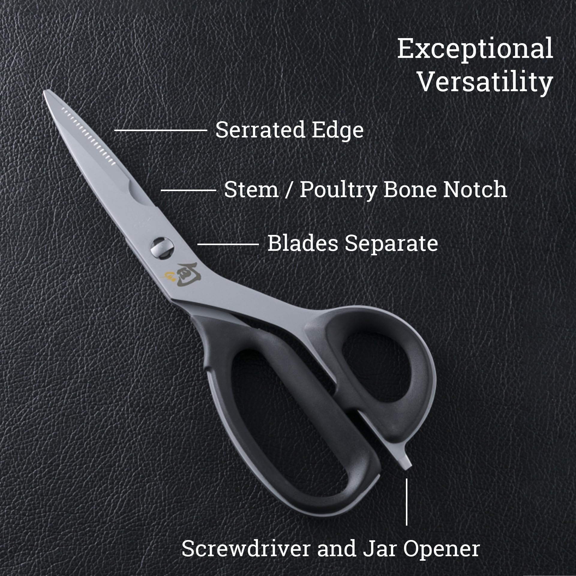 Shun Kitchen Shears, 22.6 cm, Heavy Duty Cooking Scissors, Durable 420J2 Stainless Steel, Detachable Blades for Easy Cleaning, Multi Purpose Kitchen Shears for Professional and Home Chefs