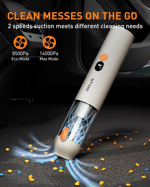 OXILAM Car Vacuum Handheld Vacuum Portable Cordless-14000PA High Power, Blow & Suction 2 in 1, Up to 30 Mins Runtime, Small Vacuum Cleaner for Home, Pet, Car, Office, Ideal Gifts for Men & Women