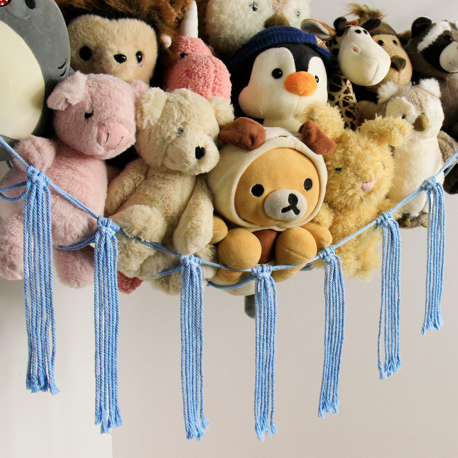 Mirolam Stuffed Animal Storage Hammock - Large Toy Organizer for Nursery | Blue Corner Net