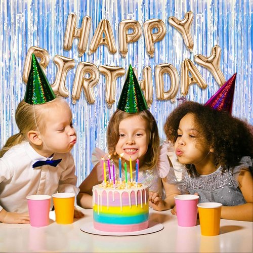 Foil Curtain Backdrop - Iridescent Metallic Tinsel Fringe - 20 Pack for Parties & Celebrations