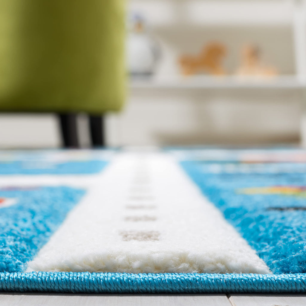 SAFAVIEH Carousel Kids Collection Area Rug - 5'3" x 7'6", Green & Beige, Non-Shedding & Easy Care, Ideal for High Traffic Areas for Boys & Girls in Playroom, Nursery, Bedroom (CRK197Y)