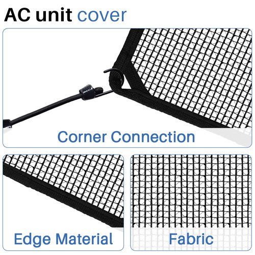 ECOOPTS 36"x36" Air Conditioner Top Mesh Cover with Bungee Cords and Leaf Guard