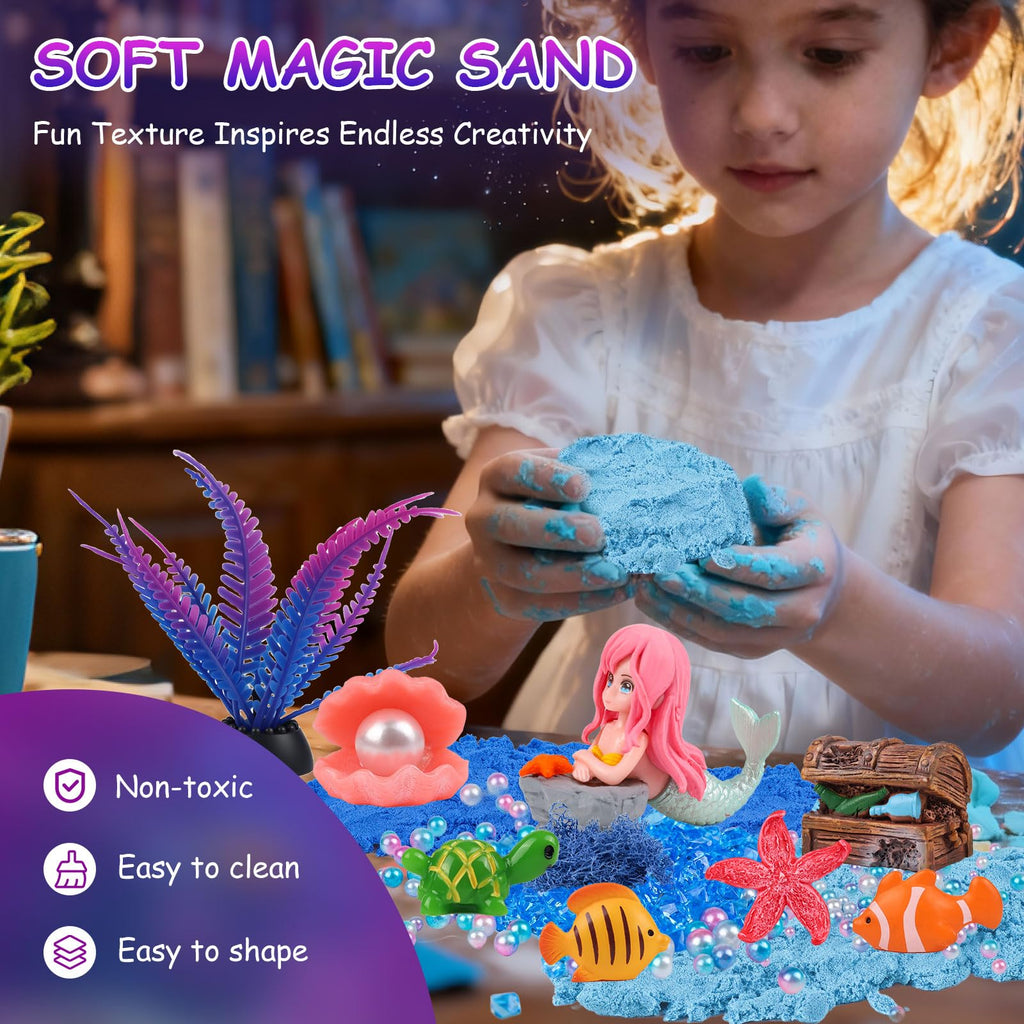 Mileonaim Mermaid Terrarium Kit for Kids - LED Night Light with Remote, DIY Arts and Crafts Birthday Gifts, Mermaid Gifts for Girls Ages 6-12