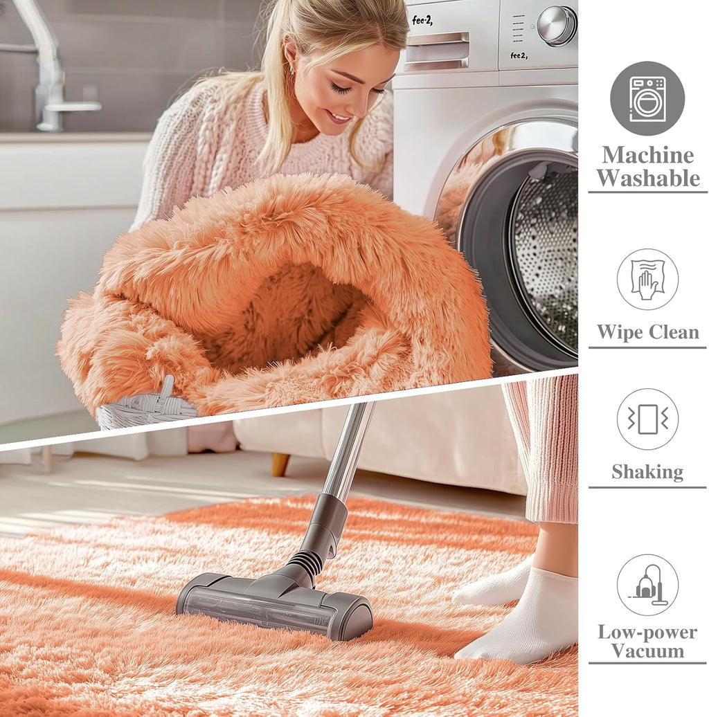 OLANLY 3x5 Soft Fluffy Shaggy Rug - Machine Washable Indoor Carpet for Kids & Nursery | Muted Orange