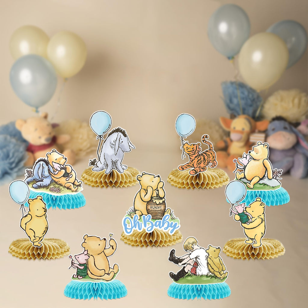 9Pcs Winnie Centerpieces for Baby Shower Decorations Boys Table Centerpieces for Birthday Decorations