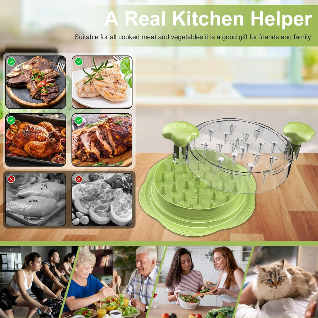 SURETIVIAN Chicken Shredder - Ergonomic Meat Shredder Tool with Brush & Fork | BPA Free, Anti-Slip Design, Matcha Color