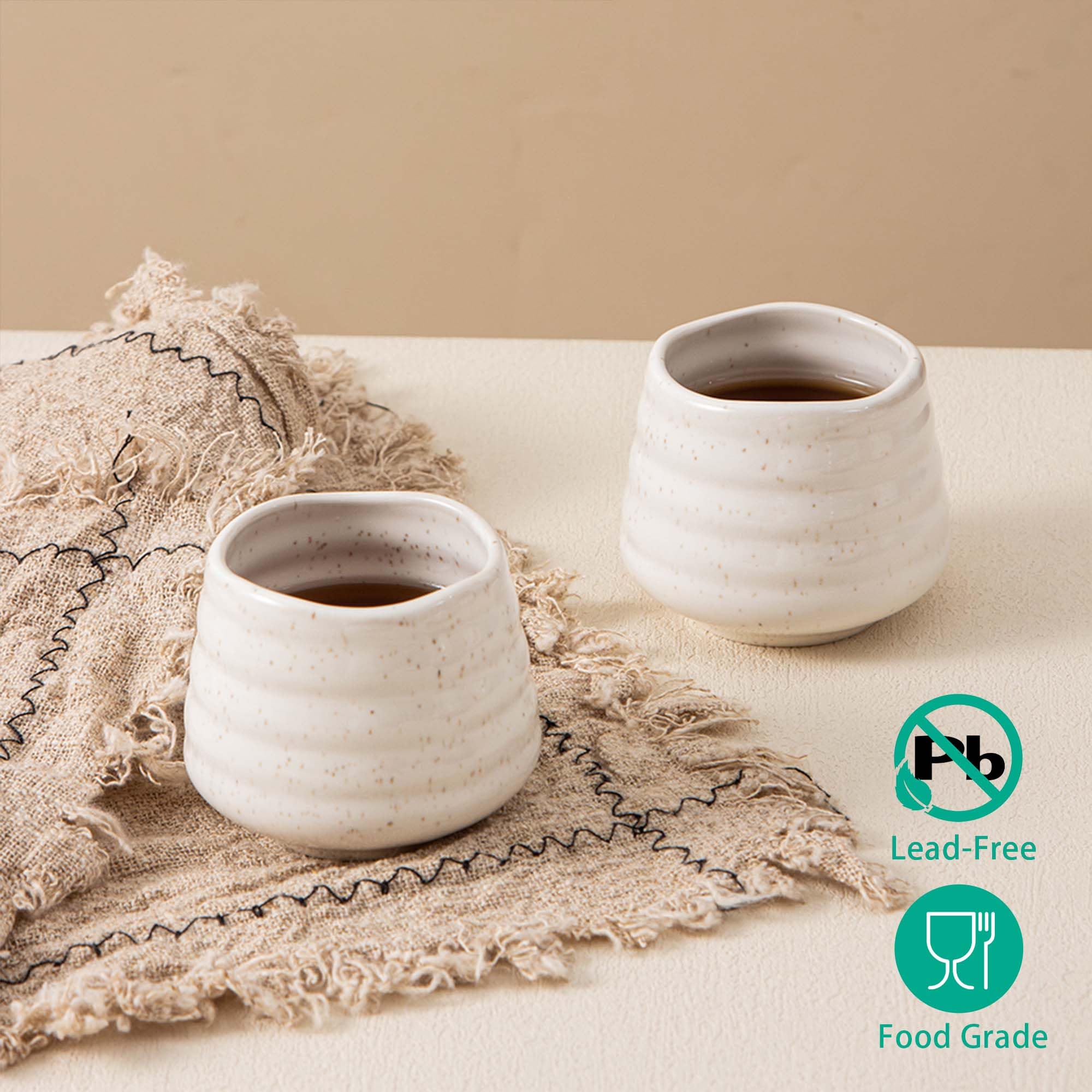 YumiPLUS 4pcs Japanese Tea Cup Set – 160ml 5.4OZ Ceramic Matcha Cup, Handless Espresso Cups, Small Porcelain Mugs for Coffee Tea Lovers (Speckle)