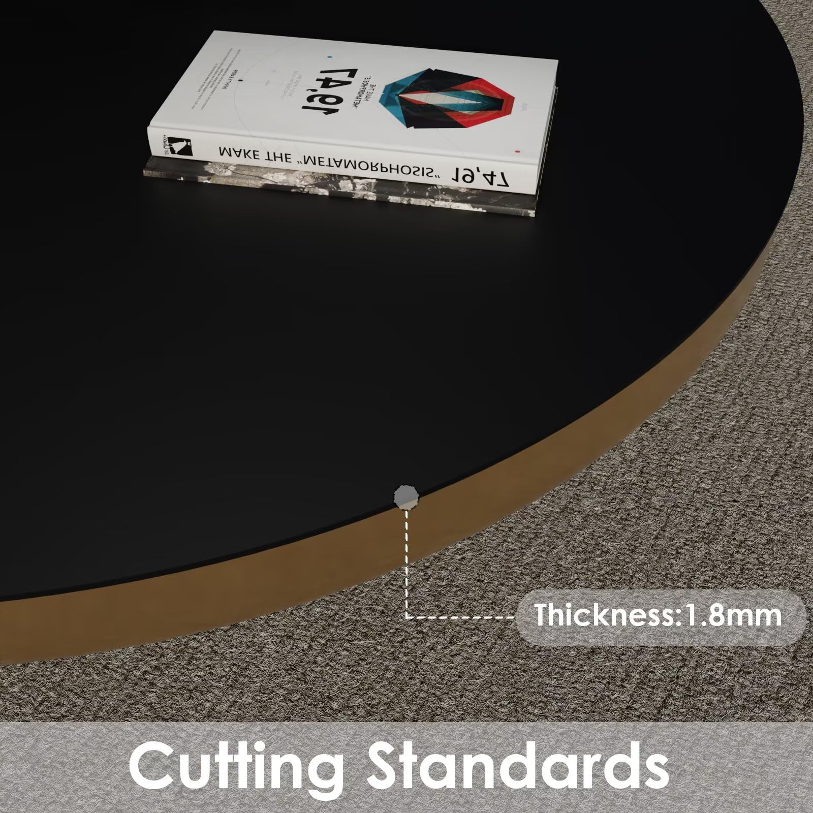 Zinkooat Round Table Mats - Can Be Used On Both Sides Waterproof and Easy to Clean Good Flatness Used for Dining Table(Black+Gray Dia.54Inch)