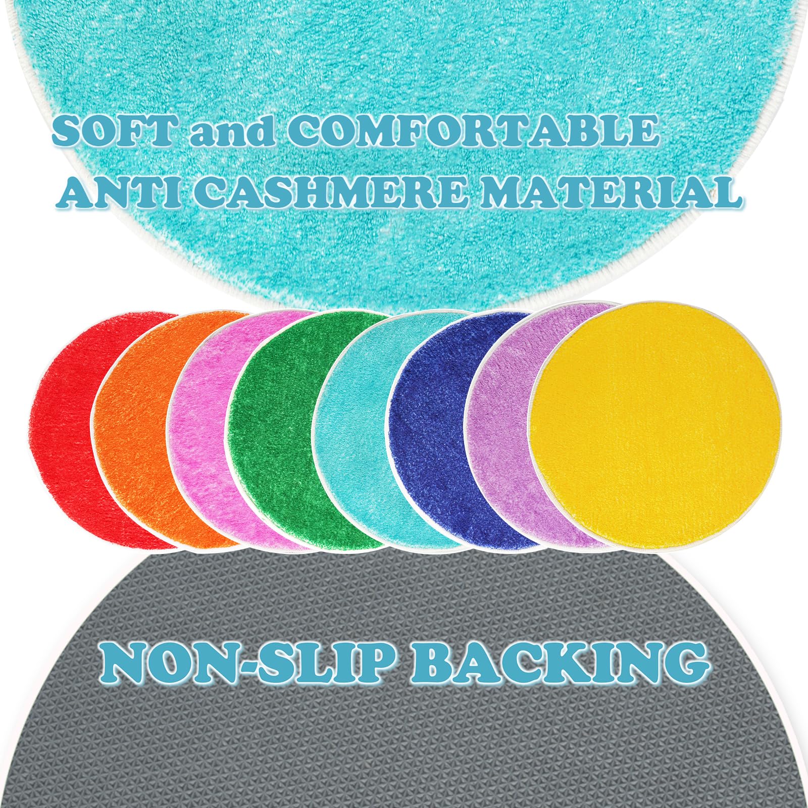 8 Pcs Kids Carpet Circle Seats Classroom Rugs 16" Kids Floor Cushions Round Soft Warm Mat for Preschool Home School Story Time, Group Activity Educational Playing Areas