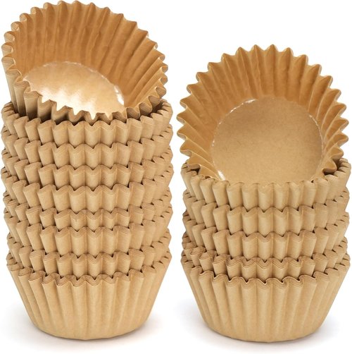LotFancy 200pcs Heavy-Duty Natural Cupcake Liners - Grease-Resistant Muffin Baking Cups