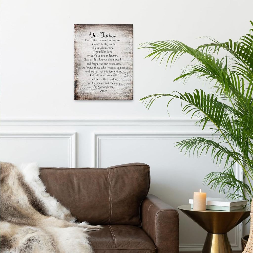 PHAMTE Our Father Prayer Wall Decor - Inspirational Christian Art Print | Framed Canvas (11x14)