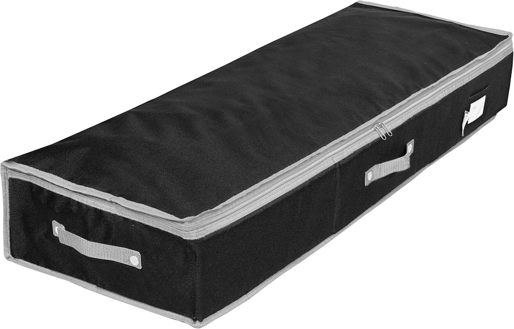 Primode Wrapping Paper Storage Container - Gift Wrap Organizer for Under Bed | 41”x14”x6” | Holds 18-24 Rolls Up to 40” | Durable 600D Oxford Material | Pockets for Ribbons and Bows (Black)
