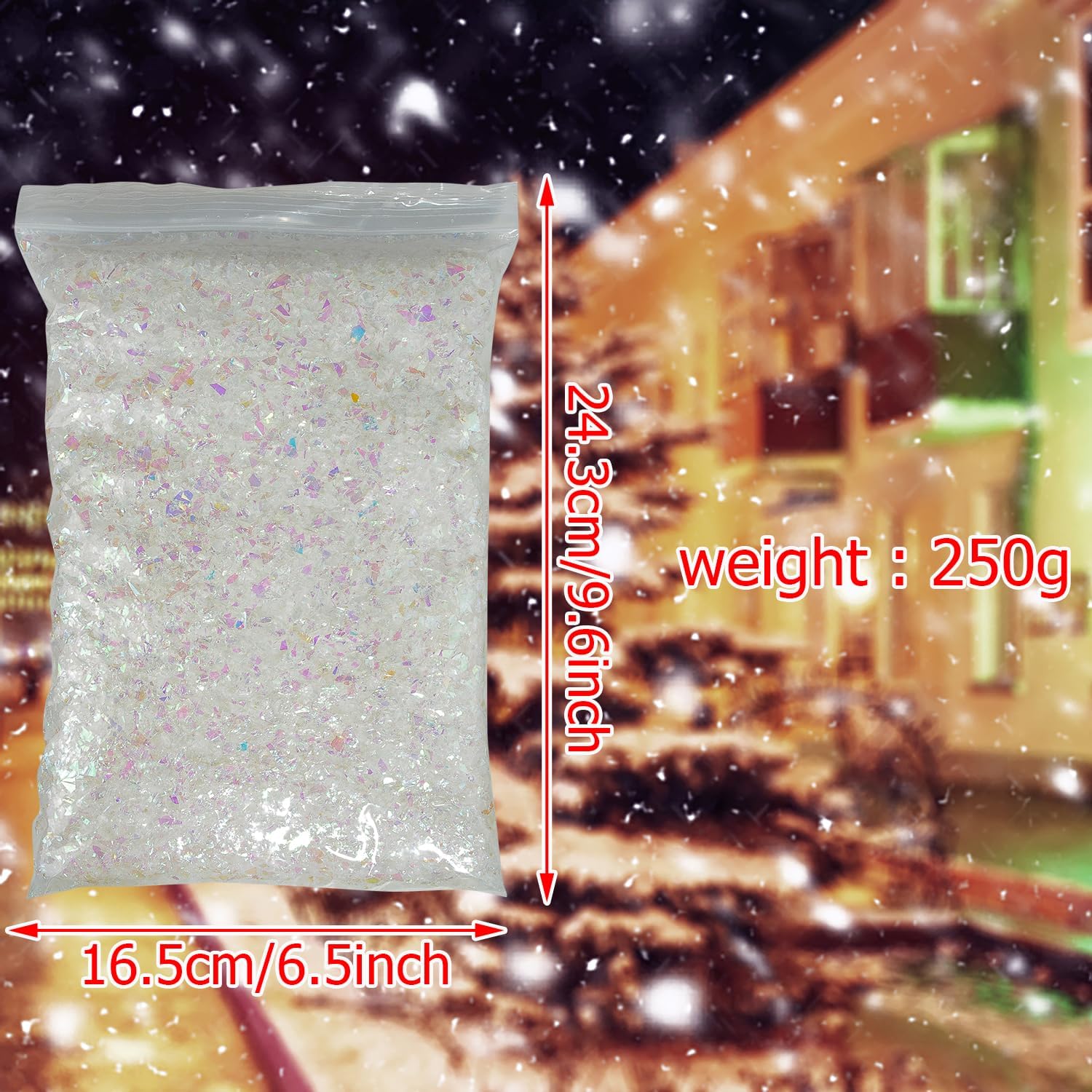 Skiennix Christmas Fake Snow - 8.8 oz Sparkling Powder for Holiday Decorations & DIY Crafts
