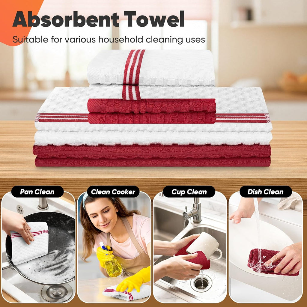 Skiennix Oven Mitts Set - 500°F Heat Resistant Gloves & Potholders with Silicone Grip | Red