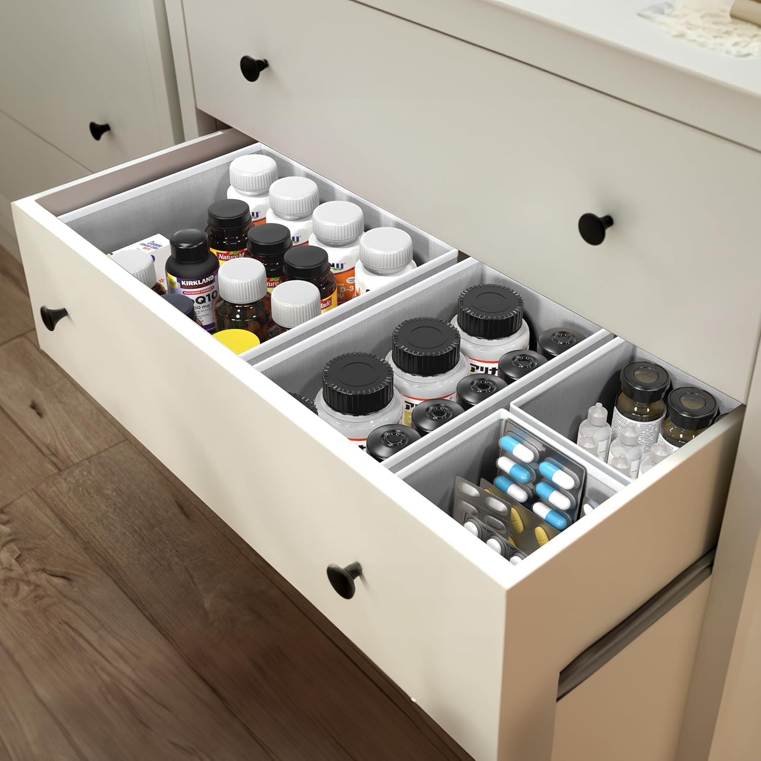 Simple Houseware Underwear Drawer Organizer - Set of 6 for Lingerie, Bras, Panties & Socks | Gray
