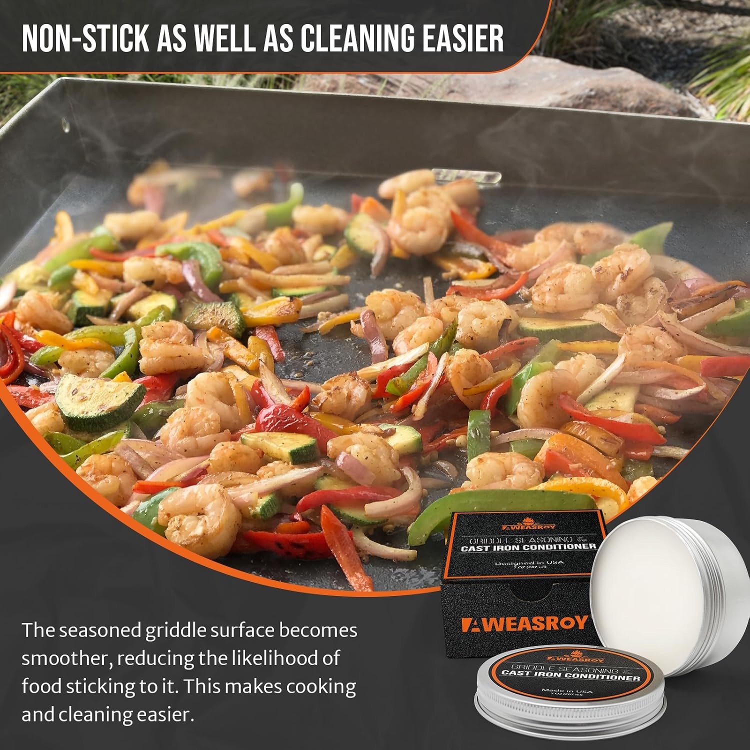 AWEASROY Griddle Seasoning Conditioner - Food Safe 7 OZ Care Kit with Rust Remover for Blackstone & Pans