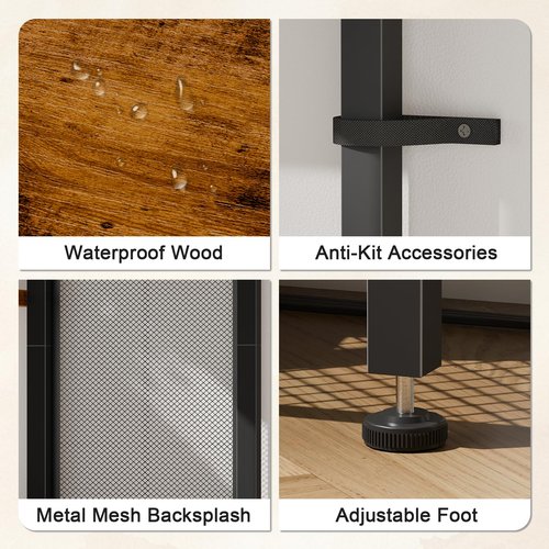 Furologee 6 Tier Bookshelf with USB Ports and Power Outlet, Double Tall Book Shelf with Drawer, Wide FreeStanding Shelf Units, Reversible Storage Rack for Bedroom, Living Room, Bathroom, Rustic Brown