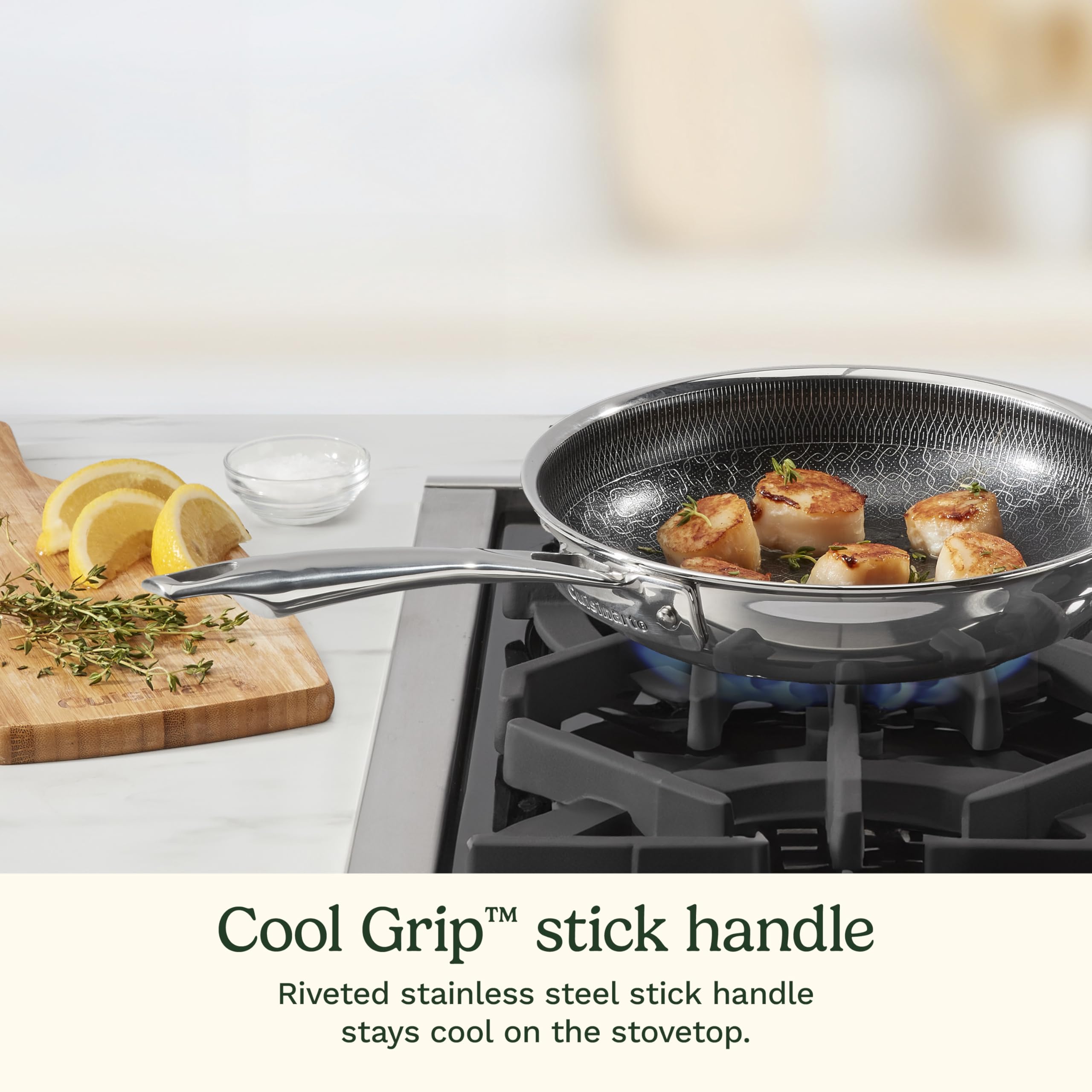 Cuisinart FusionElite+ Hybrid Tri-Ply Stainless Steel Skillet, 8″ Skillet Frying Pan with PURELYSEAR Ceramic Technology, Scratch Proof, Cool Grip Handles, Dishwasher Safe