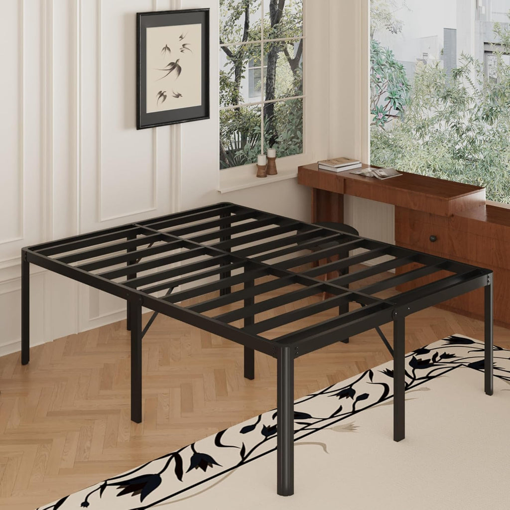 Yicensen Queen Bed Frame - 22 Inch Heavy Duty Metal Platform | Rounded Corners, No Box Spring Needed, Black