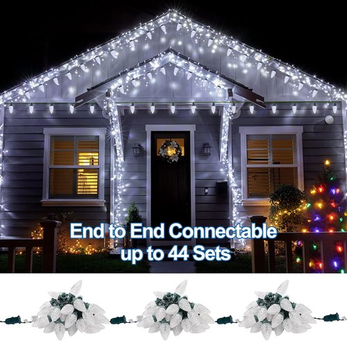 C9 Christmas Lights - 50 LED Faceted String Lights | 24.5 FT Connectable, UL Certified for Indoor/Outdoor Use