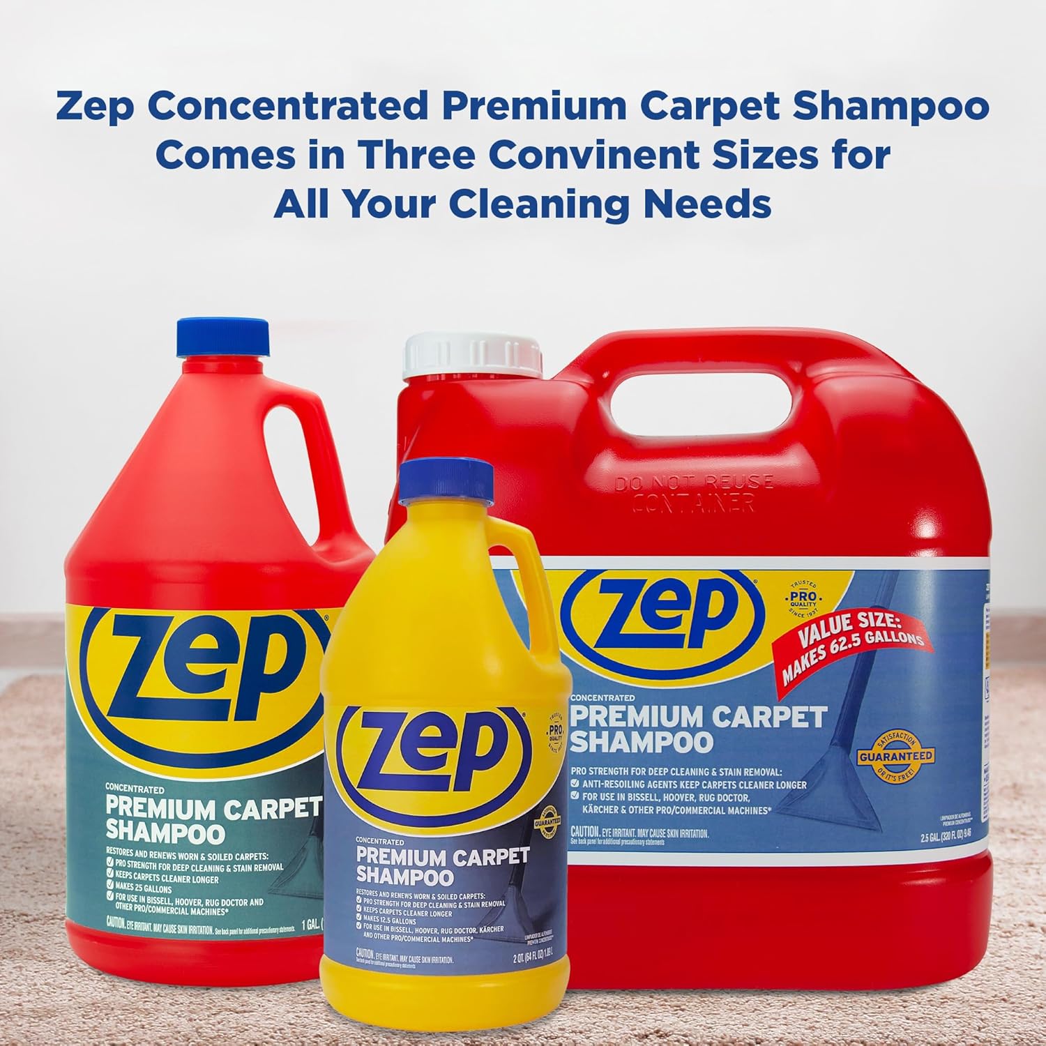 Zep Shampoo | Premium Carpet Cleaner - 64 Oz Bottle for Deep Cleaning and Stain Removal