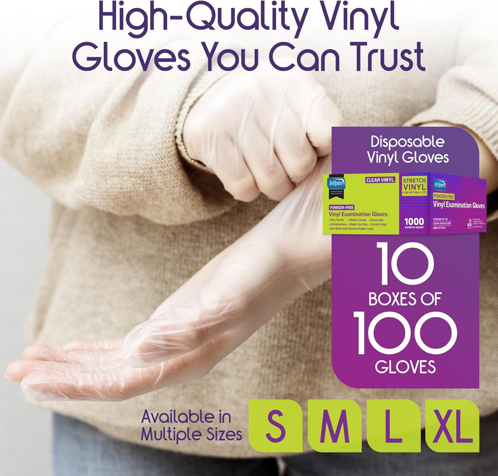Regine Switzerland Clear Vinyl Disposable Gloves - Latex-Free for Cleaning & Food Prep