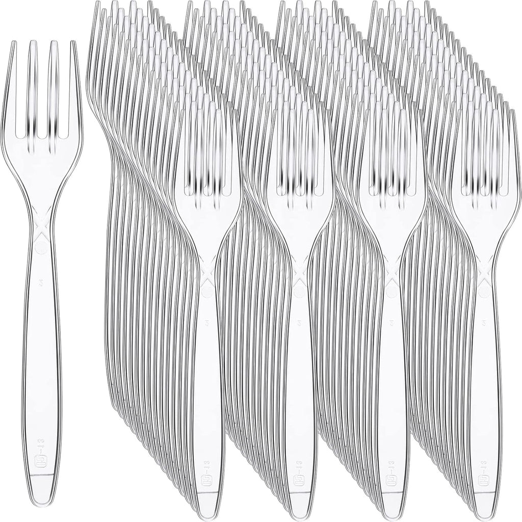 Potchen 1000 Pcs Heavy Duty Clear Disposable Plastic Forks - Perfect for Parties & Picnics, 5.8 Inches