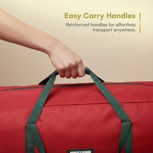 HOLIDAY SPIRIT Christmas Tree Storage Bag - Heavy Duty Waterproof 600D Oxford Canvas for 9 Ft Tree, Red