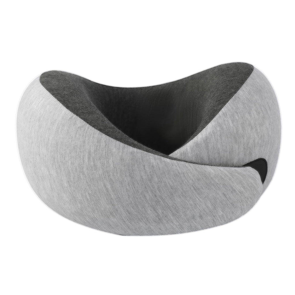 Ziixmile Travel Neck Pillow for Airplane – Memory Foam 360° Support Compact Design Ergonomic Flight Pillow for Sleeping & Neck Support Portable Travel Pillows for Adults, Car, Office Home (Grey)