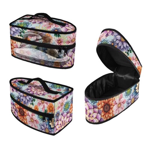 Goncariar Steam Iron Storage Bag with Zipper Handle, Foldable Portable Iron Storage Case Protective Carrying Bag Universal for Most Irons- Bright Blossom