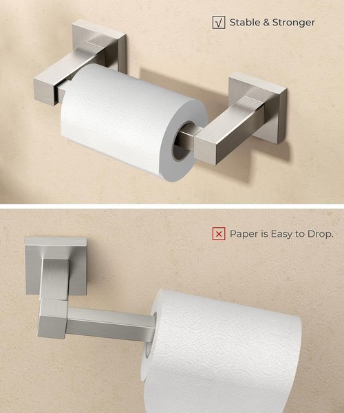 FORIOUS Toilet Paper Holder - Rustproof Stainless Steel Double Post Pivoting Design | 2-Pack Square