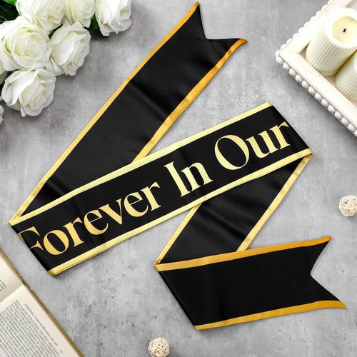 Fanfanwin Funeral Sash - Memorial Wreath Ribbon for Celebration of Life | 58x4'' (Black Gold)