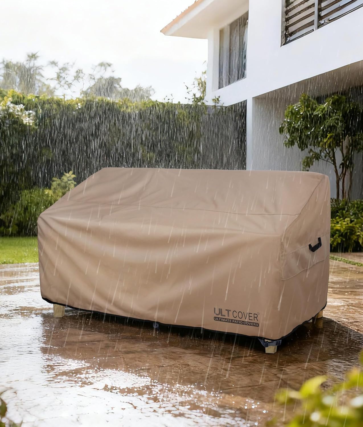 ULTCOVER Waterproof Outdoor Sofa Cover - 60W x 35D x 35H Inch for 2-Seater Loveseat Protection