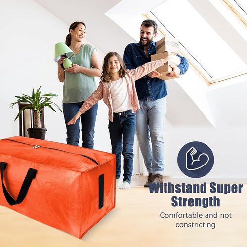 HOMESURE Large Water-Resistant Moving Bags - 12 Pack Heavy-Duty Storage Totes with Zippers & Handles | Space-Saving Design (Orange)