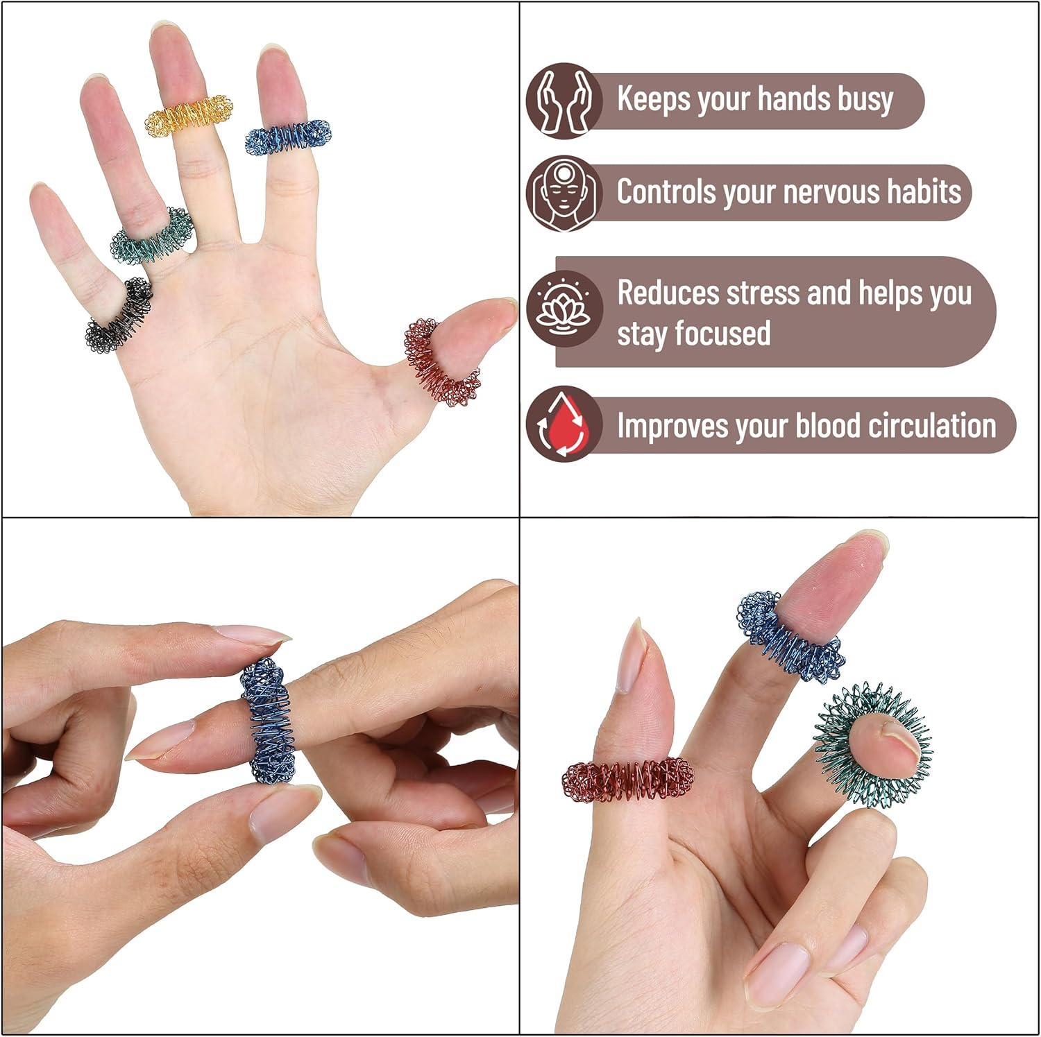 Mr. Pen Spiky Sensory Rings - 10 Pack of Jewel Tones for Stress Relief & Fidgeting | Ideal for ADHD & Anxiety