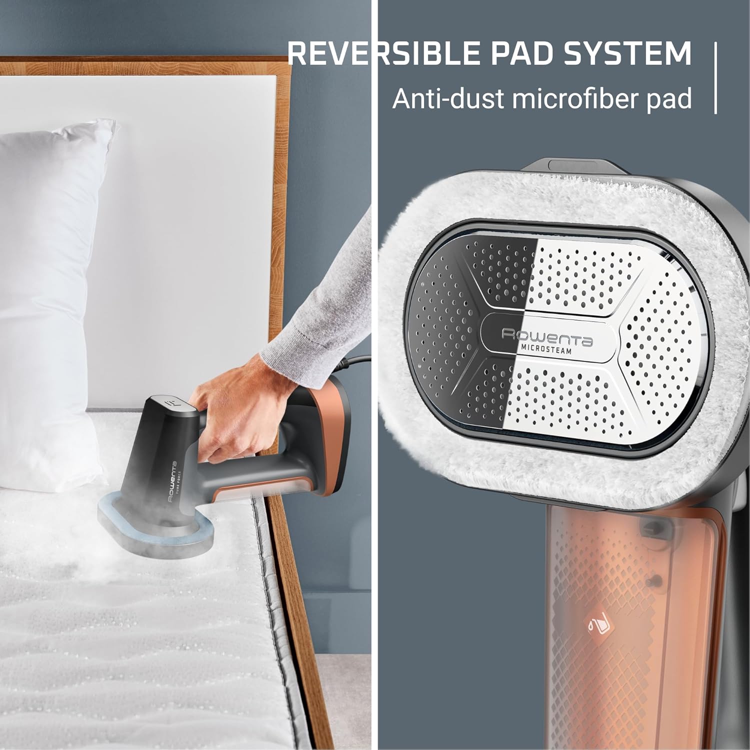 Rowenta Handheld Clothes Steamer - 3-in-1 Ironing & Lint Removal, 7.1 Oz Tank, 1875 Watts, Black & Copper
