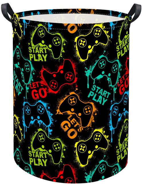 TIBAOLOVER Kids Laundry Basket Baby Hamper Toy Storage Bin for Boys Room Decor Baby Nursery Hamper Gift Baskets for Bedroom Bathroom(Game)