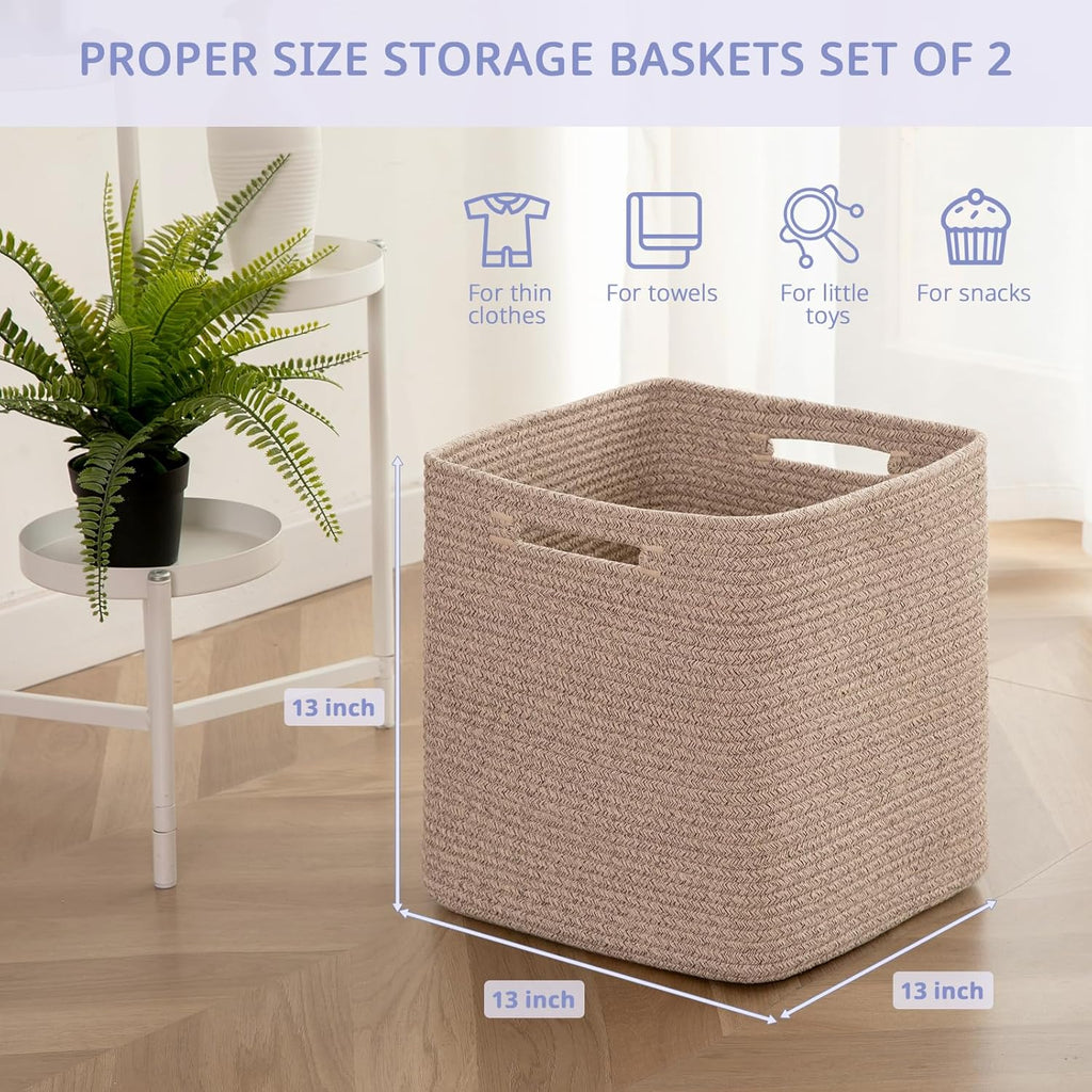 OIAHOMY Storage Cubes - 13-Inch Collapsible Organizing Bins | Brown, 3-Pack for Efficient Home Storage