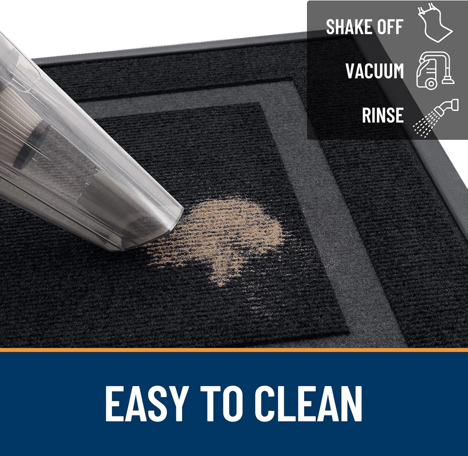 OLANLY Waterproof Front Door Mat - All-Season Indoor/Outdoor Doormat, Sturdy Rubber, 47x17, Black