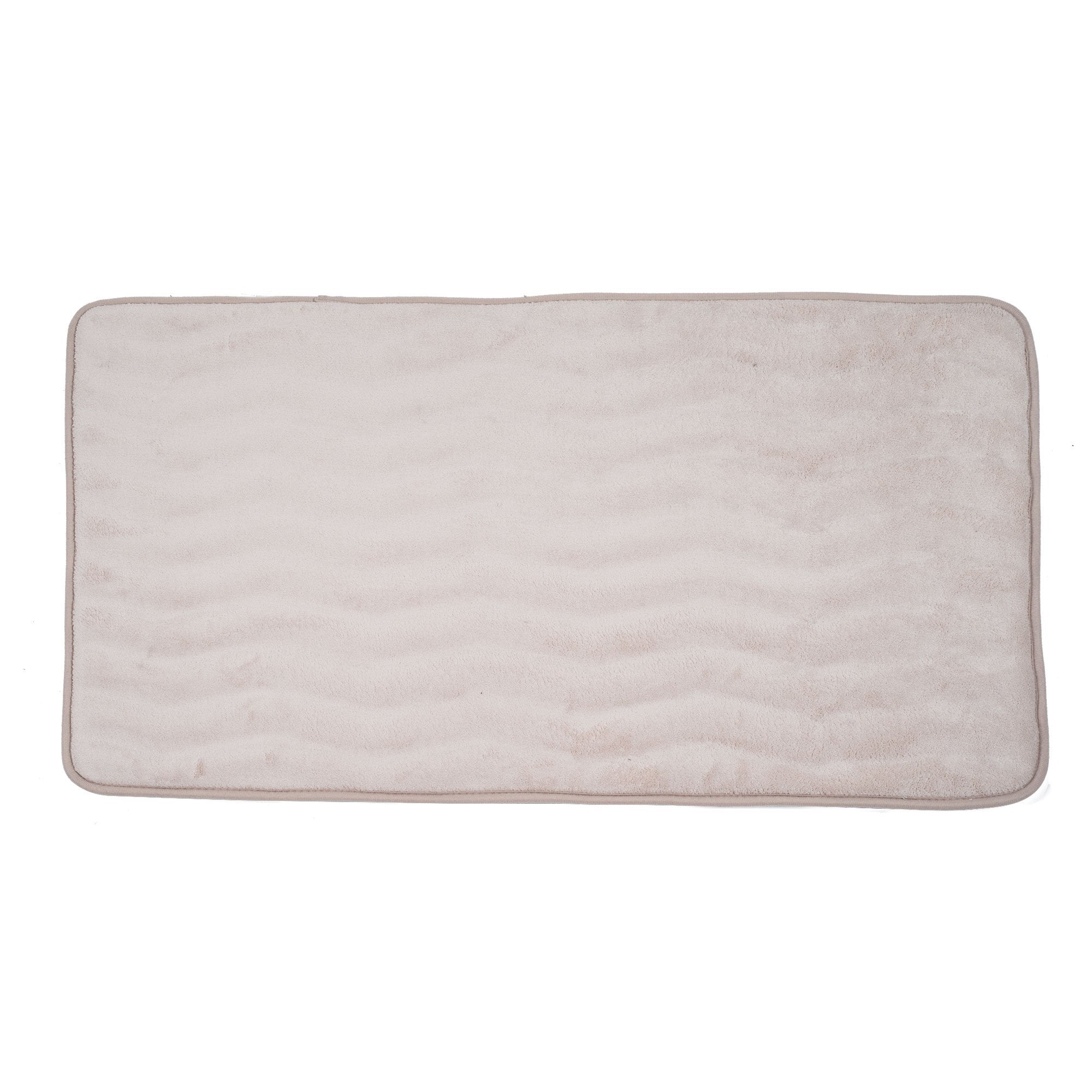 Microfiber Memory Foam Bathmat – Oversized Padded Nonslip Accent Rug for Bathroom, Kitchen, Laundry Room, Wave Pattern by Lavish Home (Ivory) , 59” L x 24” W x .625” Thick