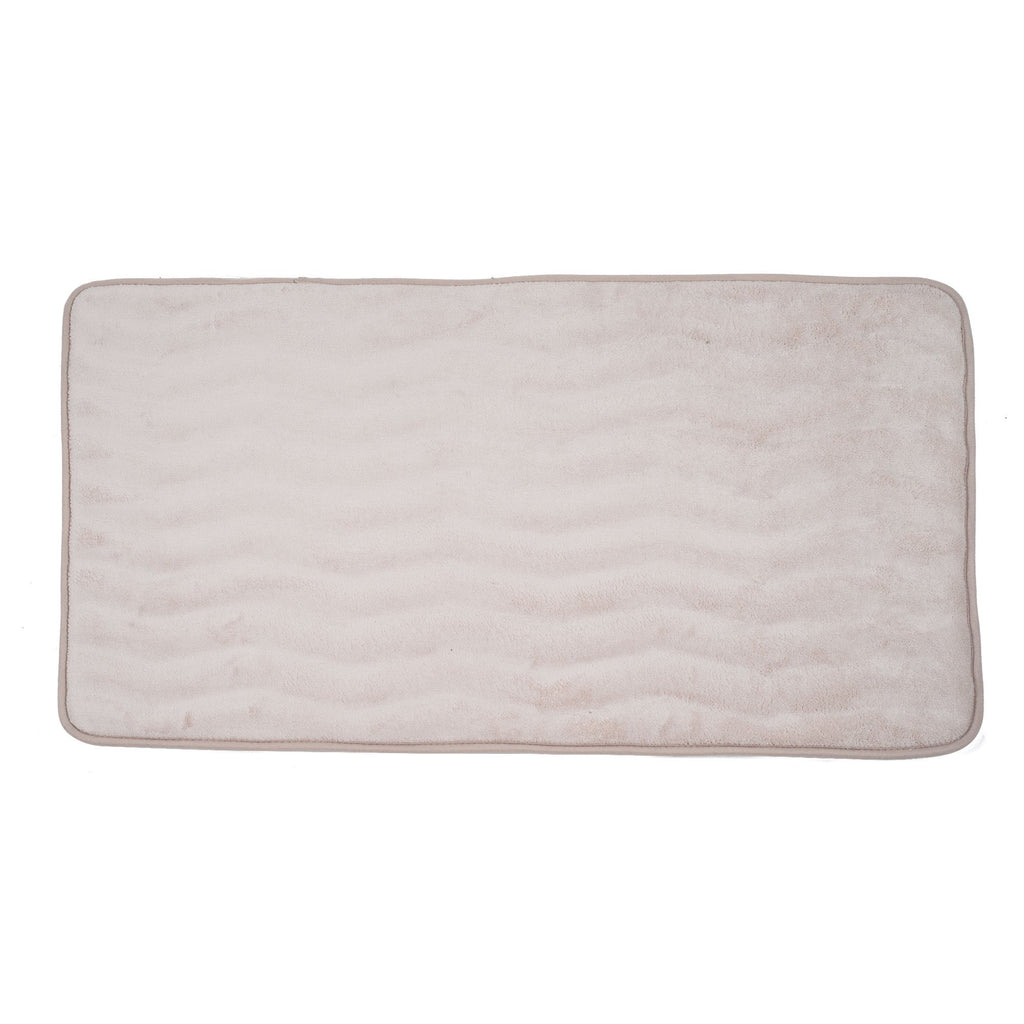 Microfiber Memory Foam Bathmat – Oversized Padded Nonslip Accent Rug for Bathroom, Kitchen, Laundry Room, Wave Pattern by Lavish Home (Ivory) , 59” L x 24” W x .625” Thick