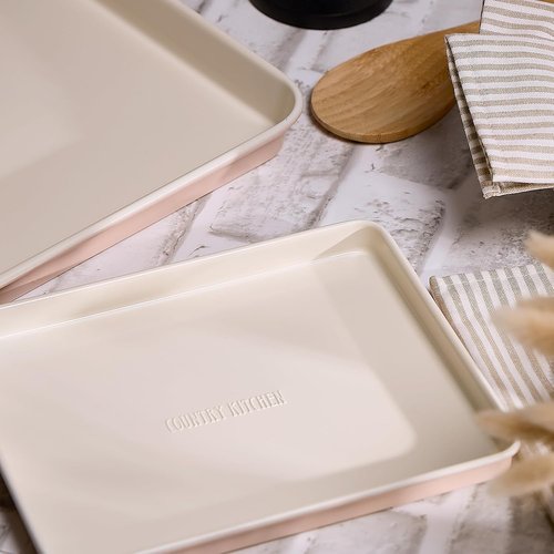 Country Kitchen Nonstick Bakeware Set - Deluxe 13-Piece Heavy Duty Baking Set in Pink with Easy Release Handles