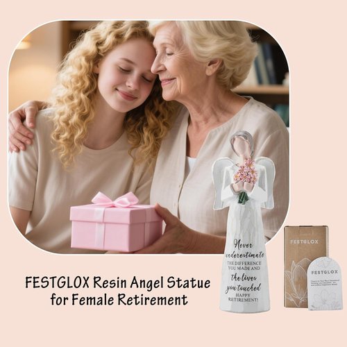 FESTGLOX Retirement Gifts for Women - Charming 5.3" Retired Angel Figurine | Perfect for Nurses & Teachers